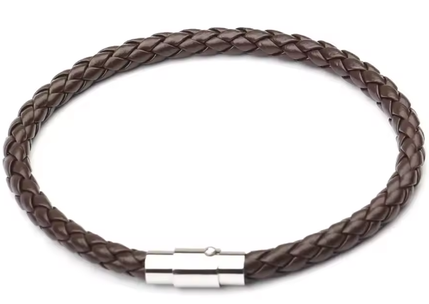 Geflochtenes Echtlederarmband mit Magnetverschluss