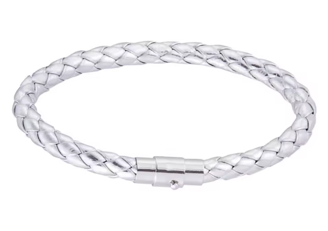 Geflochtenes Lederarmband in Silber